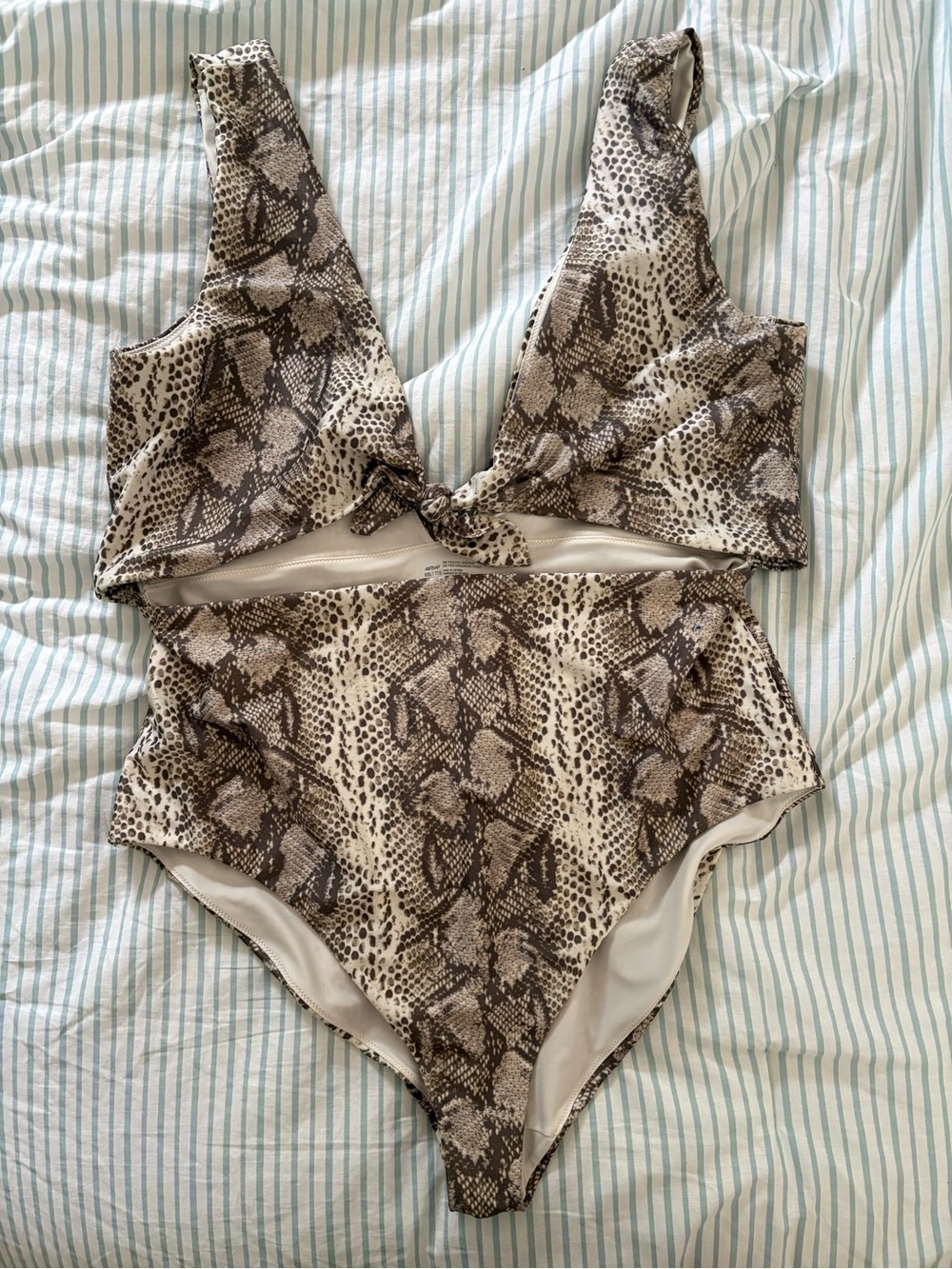 Aerie One Piece Swimsuit XXL Snakeskin Print Tie Bathing Suit